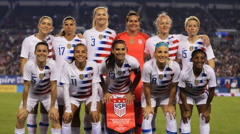The members of the U.S. womens national soccer team filed a lawsuit Friday against U.S. Soccer, accusing it of gender discrimination. The starting 11 are seen here before playing Brazil earlier this week in Tampa, Fla.